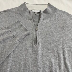 Peter Millar Crown Crest Quarter-Zip Sweater Silk Blend Heathered Grey Men’s XXL
